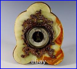 Antique French Aneroid Barometer Tabletop with Alabaster Housing