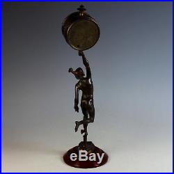 Antique French Aneroid Barometer supported by Bronze Sculpture after Giambologna