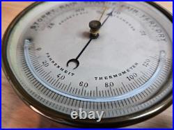 Antique French Aneroid Barometer with Thermometer Solid Brass Early 1900s