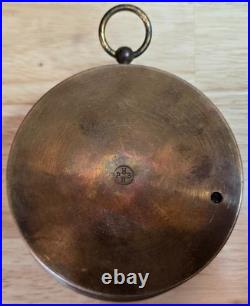 Antique French Aneroid Barometer with Thermometer Solid Brass Early 1900s