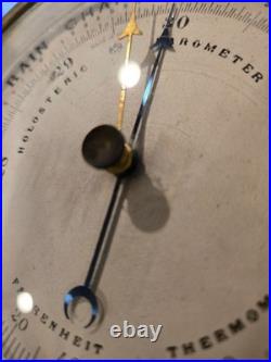 Antique French Aneroid Barometer with Thermometer Solid Brass Early 1900s