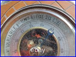 Antique French Barometer & Thermometer. Carved Wood Lyre Shape. 1920s-30s