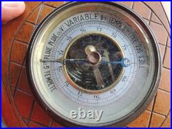 Antique French Barometer & Thermometer. Carved Wood Lyre Shape. 1920s-30s