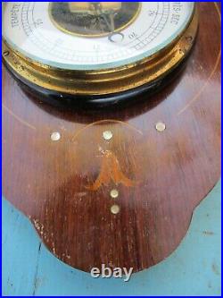 Antique French Barometer & Thermometer Working Marquetry Wood & Mother of Pearl