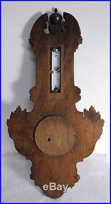 Antique French Barometre Barometer Thermometre Aneroide Beautifully Carved 26