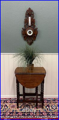 Antique French Black Forest Barometer Thermometer Hound Dogs Birds Carved Oak