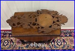 Antique French Black Forest Barometer Thermometer Hound Dogs Birds Carved Oak