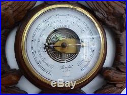 Antique French Black Forest Carved 28 Barometer & Thermometer Griffin theme