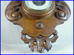 Antique French Black Forest Carved 29 Barometer & Thermometer Only for Deco