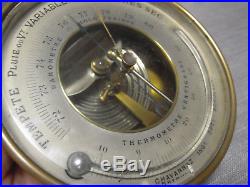 Antique French Brass Holosteric Barometer & Thermometer