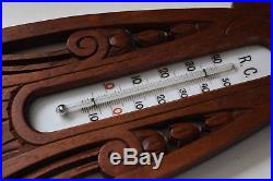 Antique French Carved wood, Barometer & Thermometer