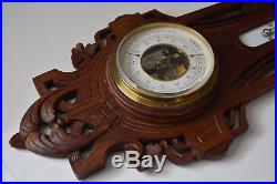 Antique French Carved wood, Barometer & Thermometer