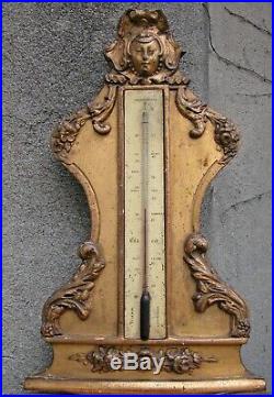Antique French Gilt Carved Wood Barometer Thermometer Selon Toricelli Paris 36