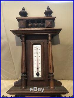 Antique French Hand Carved Barometer, black forest Style, 1870-1900
