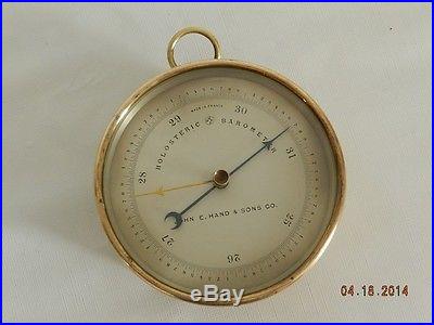 Antique French Holosteric Barometer Solid Brass Case Mfr by PNHB France 19th Cen