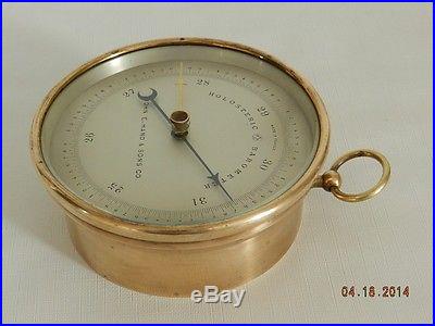 Antique French Holosteric Barometer Solid Brass Case Mfr by PNHB France 19th Cen