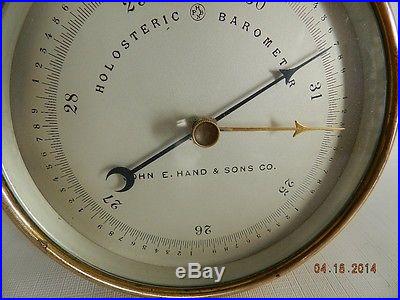 Antique French Holosteric Barometer Solid Brass Case Mfr by PNHB France 19th Cen