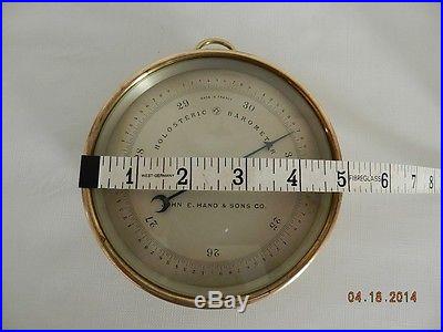 Antique French Holosteric Barometer Solid Brass Case Mfr by PNHB France 19th Cen