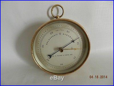 Antique French Holosteric Barometer Solid Brass Case Mfr by PNHB France 19th Cen