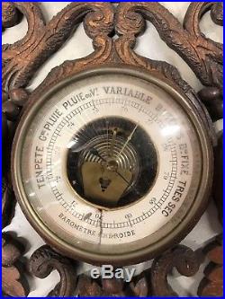 Antique French Hunting Wood Barometer 19th Century Or. France