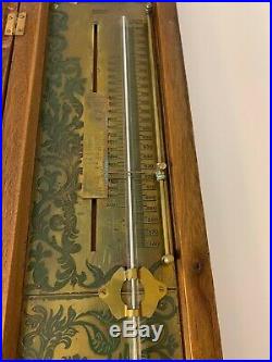 Antique French Stick Barometer in Cabinet Thermometer Hygrometer Original