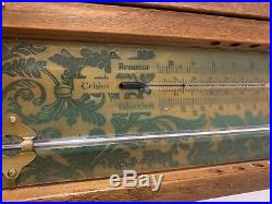 Antique French Stick Barometer in Cabinet Thermometer Hygrometer Original