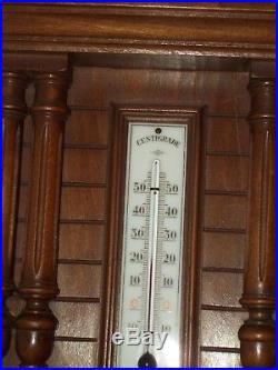 Antique French Thermometer / Barometer / Carved Wood Great Condition