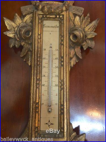 Antique French Wall Barometer Carved Giltwood 1800s