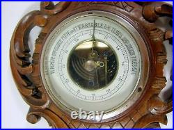 Antique French Wall Black Forest Barometer Thermometer Rococo 19th C Carved Wood