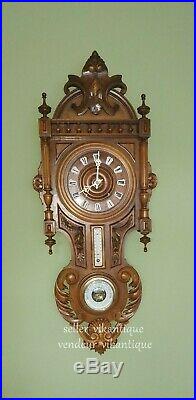 Antique French Wall Clock Barometer and Thermometer