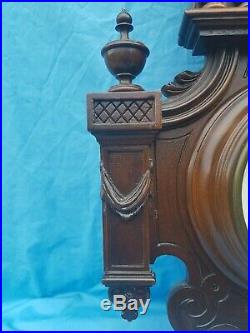 Antique French, barometer, thermometer, carved wood, walnut, renaissance style, 19th