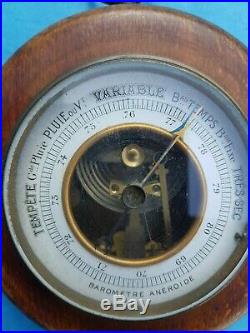 Antique French, barometer, turned wood, early 20th century