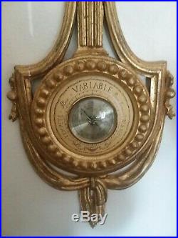 Antique French bow barometer giltwood VGT
