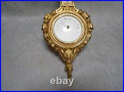 Antique French bronze thermometer & Barometer with markings