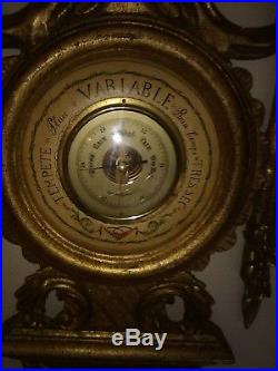 Antique French neoclassic empire barometer giltwood xv louis