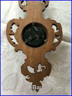 Antique French wall black forest barometer thermometer carved wood