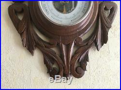 Antique French wall black forest chimera thermometer carved wood XIXth century