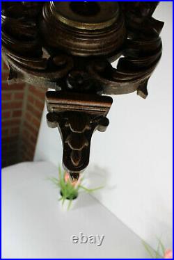 Antique French wood carved Dragon gothic castle wall barometer