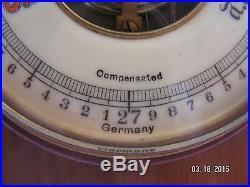 Antique GERMAN Mahogany Wall Mount Barometer/Thermometer Weather Station-WORKS