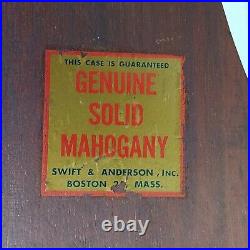 Antique Genuine Mahogany Wall Barometer. Made in USA
