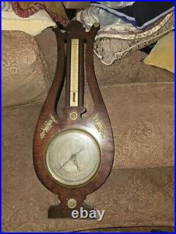 Antique George III Banjo Mahogany Barometer Early 1900's