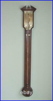 Antique George III Mahogany Stick Barometer by Francis Pelligrino