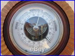 Antique German Art Deco Barometer c1920s Wood & Brass WORKS