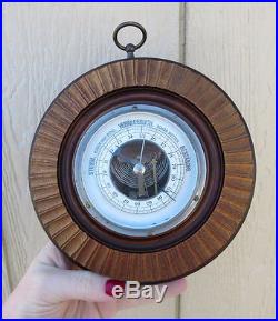Antique German Art Deco Barometer c1920s Wood & Brass WORKS
