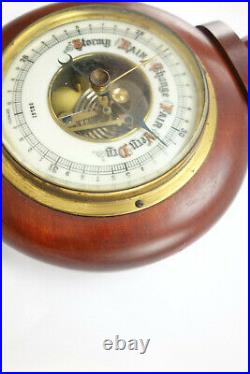 Antique German Barometer Porcelain Dial Fancy C. F. Thermometer on Opal Glass 16