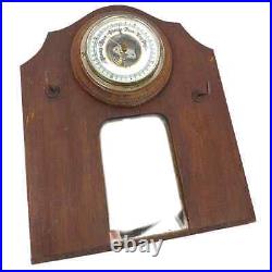 Antique German Barometer on 13x11 Wall Mounted Wood Mirror Hook Rack Rustic