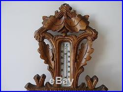 Antique German Black Forest 17 Wall Barometer & Thermometer