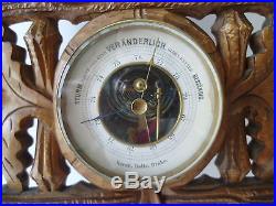 Antique German Black Forest 17 Wall Barometer & Thermometer