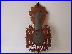 Antique German Black Forest 17 Wall Barometer & Thermometer