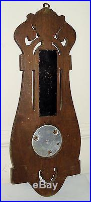 Antique German Black Forest Hand-Carved Wood Weather Station Barometer c. 1910